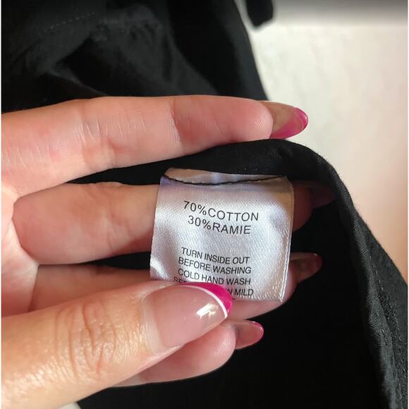 Sabo Black Luna Top Tiered Ruffle Cotton Ramie Button Front Blouse - Size S - Picture 4 of 11